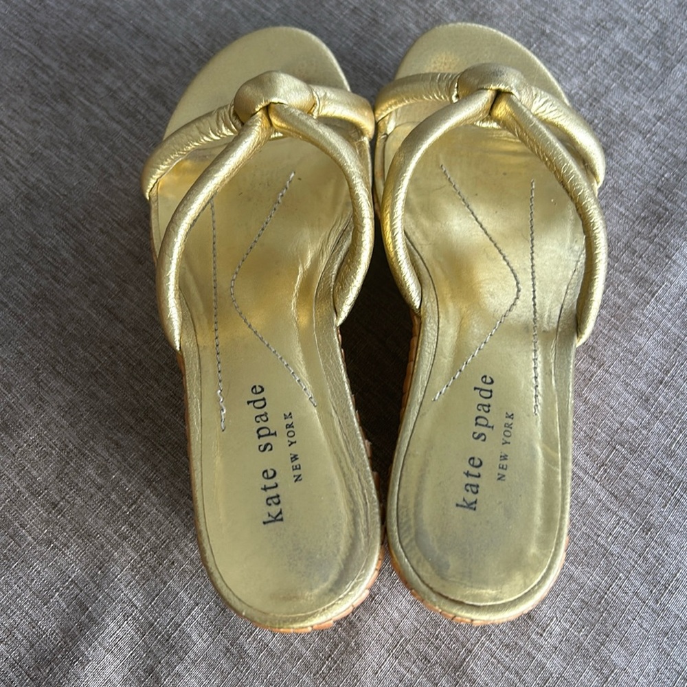 Stylish gold wedge sandals